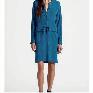 EQUIPMENT Femme Lizza Striped Drawstring Shirt Dress Size 4 NWT Long Sleeve